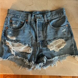 Levi's Blue Distressed Jean Shorts